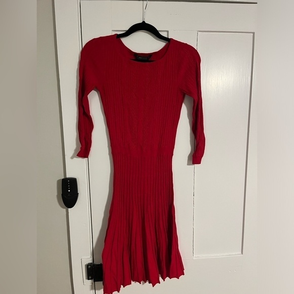 BCBG Red 3/4 Sleeve Sweater Dress Size Small - Picture 1 of 8